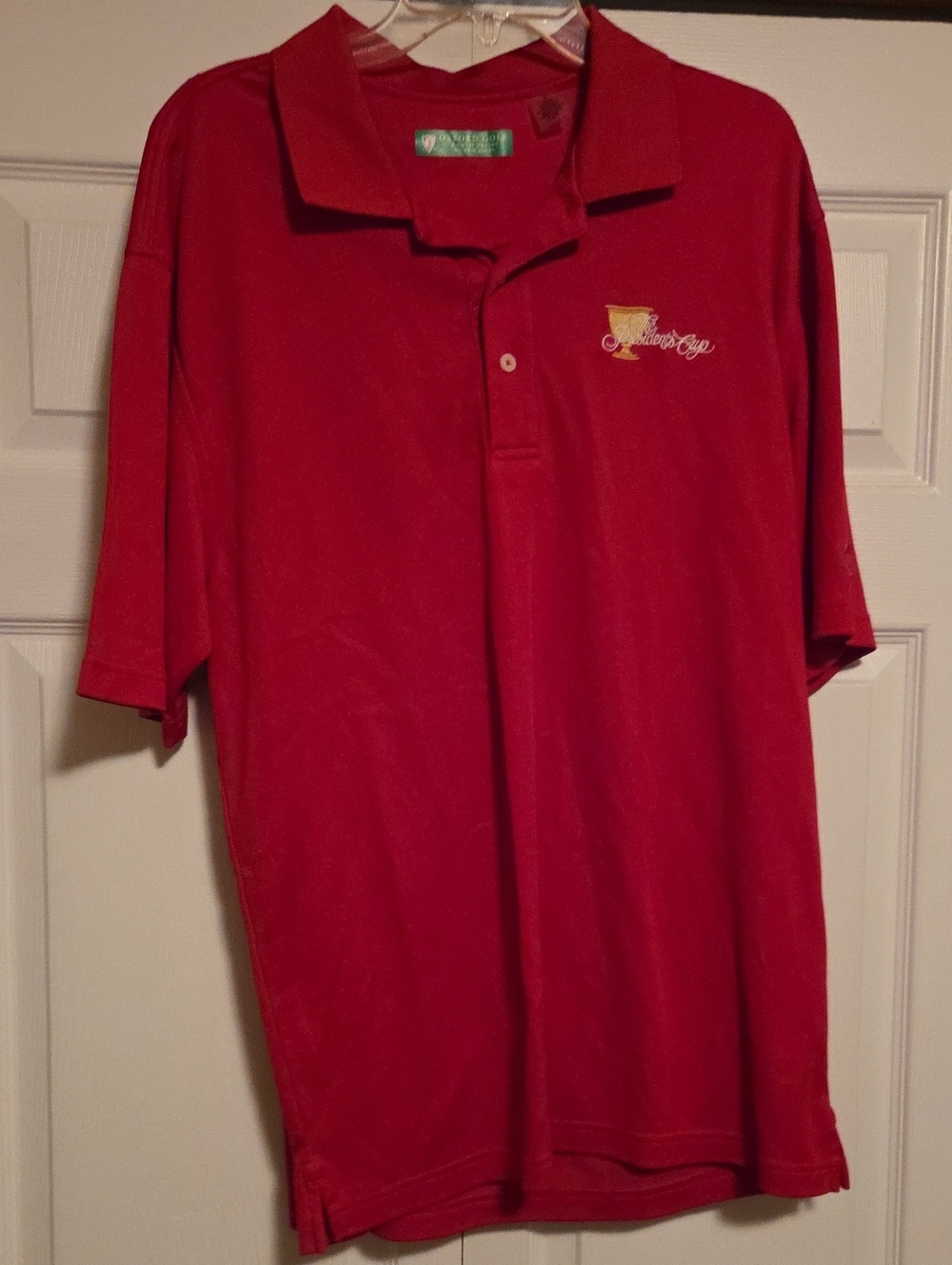 Oxford Red Polo Shirt with Embroidered  The Presidents Cup Logo